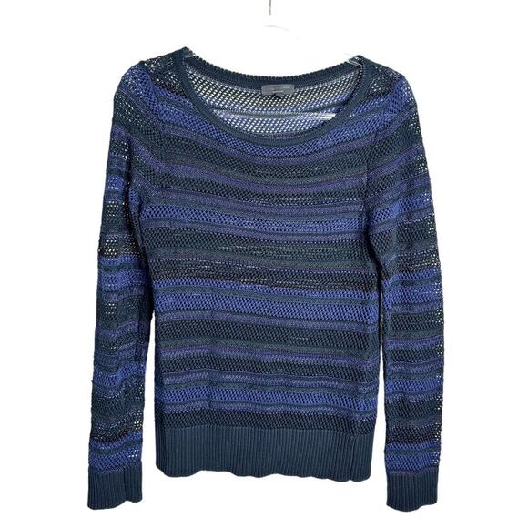 Rag & Bone Blue Black Striped Knit Long Sleeve Sweater Top Small - Picture 2 of 6